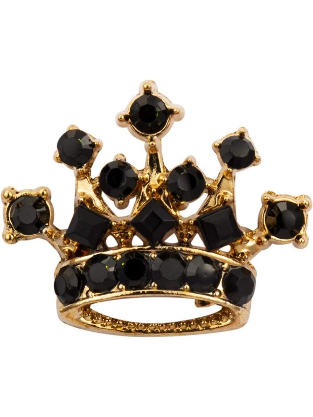 Elegant Golden Crown Lapel Pin Brooch with Black Stone Detail for Men’s Shirts